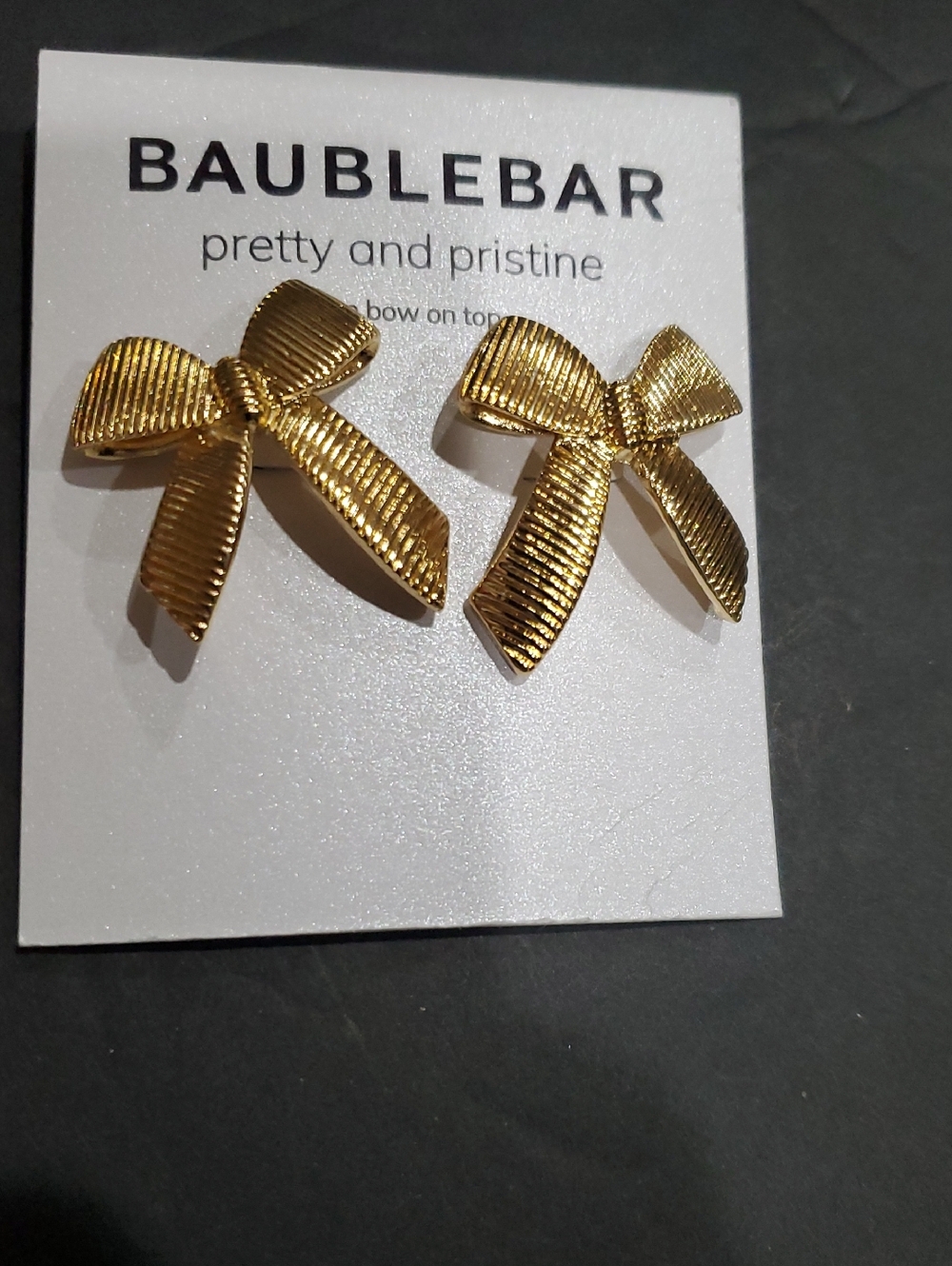 Baublebar gold tone pretty and pristine bow‎ stud earrings brand new